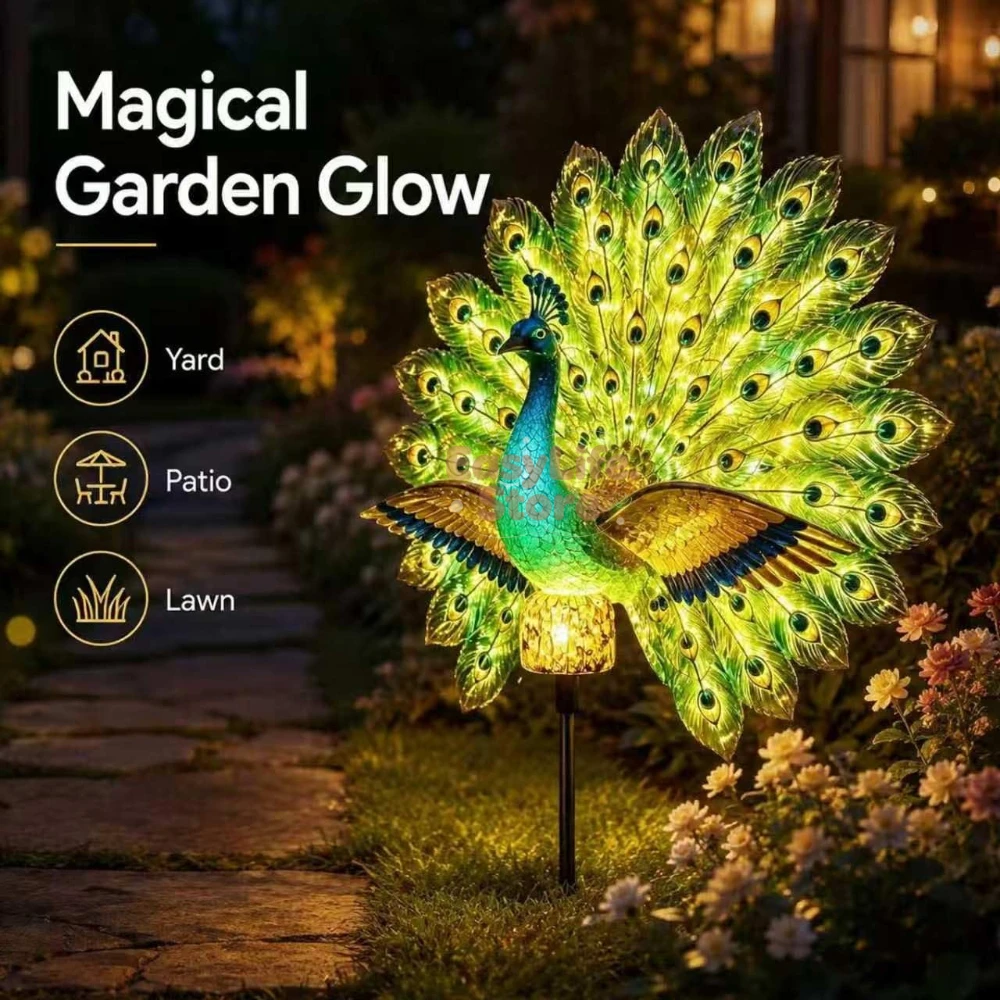 Outdoor Lighting Quality - Escultura de Pavo Real Solar para