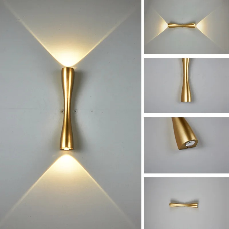 Outdoor Lighting Hardwired - Lámpara de Pared LED Dorada, Luz
