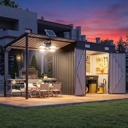 Outdoor Lighting Gazebo - Caseta de almacenamiento exterior de 6x4
