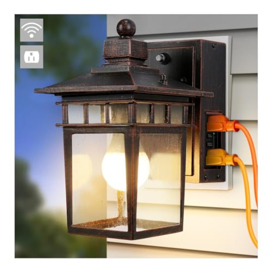 Outdoor Lighting Dusk To Dawn - Lámpara Exterior con Enchufe GFCI, Luces