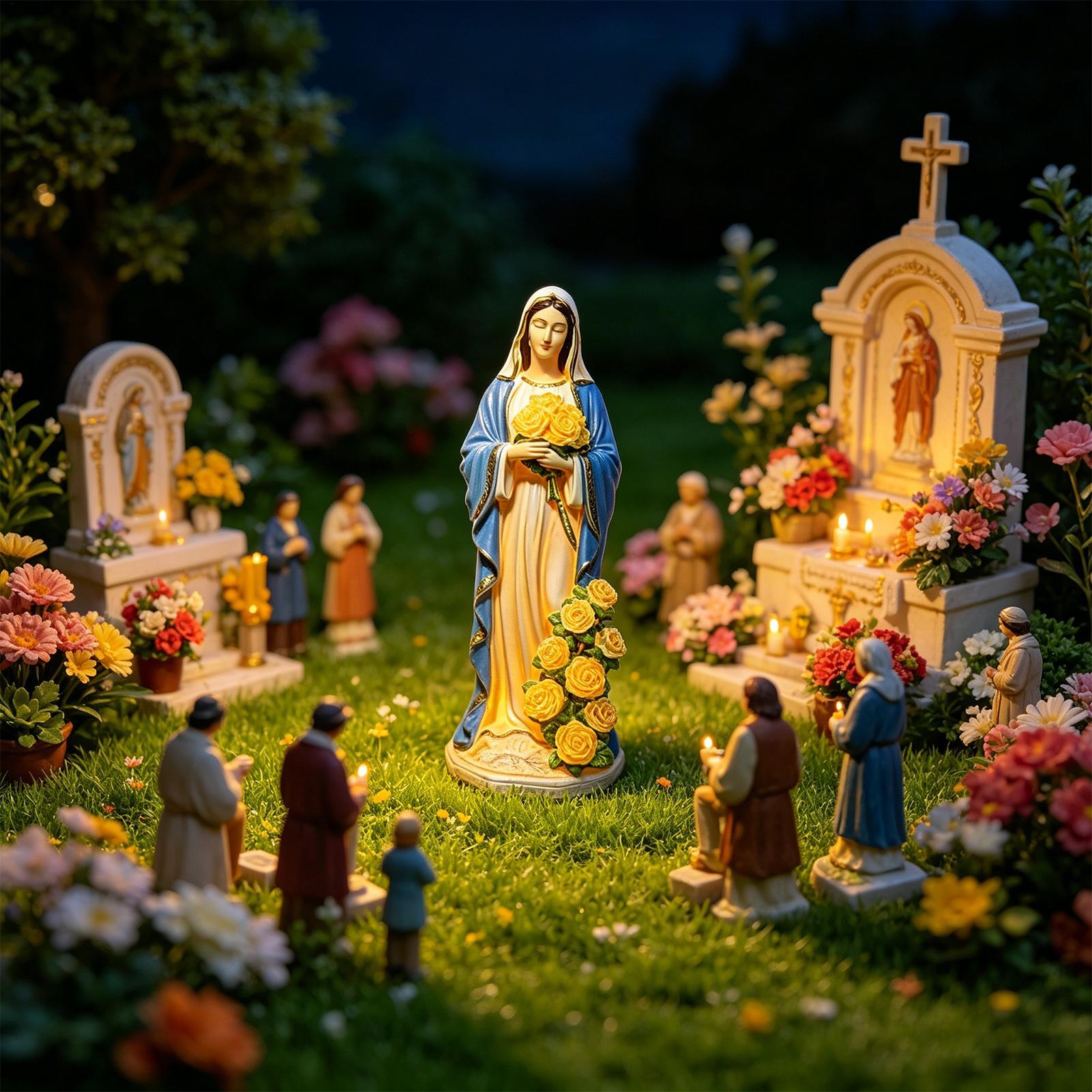 Estatua solar de la Virgen Mar - Outdoor Lighting Quality reseña y precio