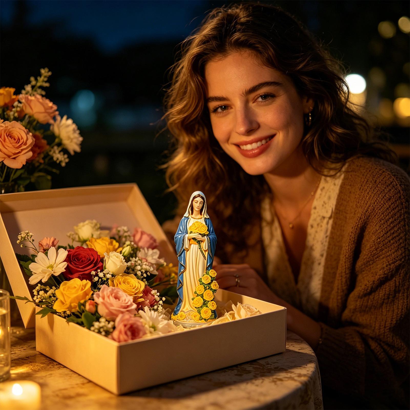 Estatua solar de la Virgen Mar - Outdoor Lighting Quality reseña y precio