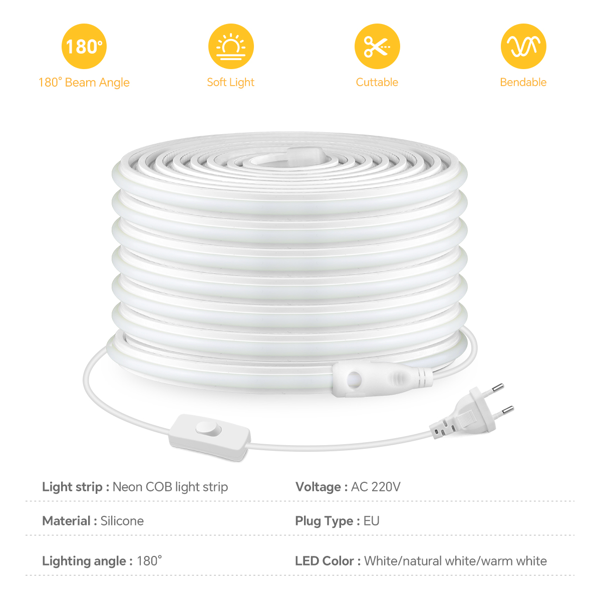 Tira de luces LED COB de 220V, - Outdoor Lighting Gazebo reseña y precio