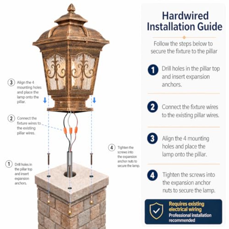 Lámpara de Poste para Exterior - Outdoor Lighting Hardwired reseña y precio